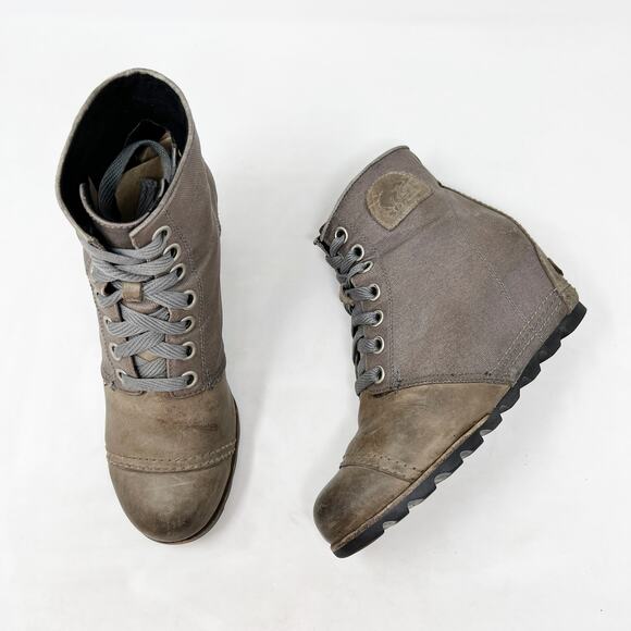 [Sorel] PDX Wedge Casual Ankle Boots Taupe Brown Lace Up Waterproof Winter 9.5 - Picture 6 of 12